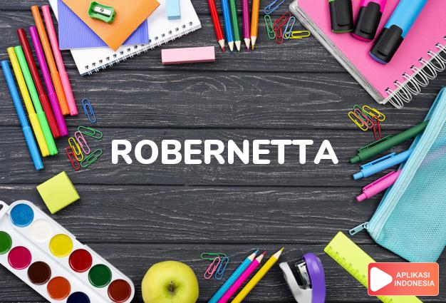 arti nama Robernetta adalah (bentuk lain dari Robinette) Nama feminin dari Robin