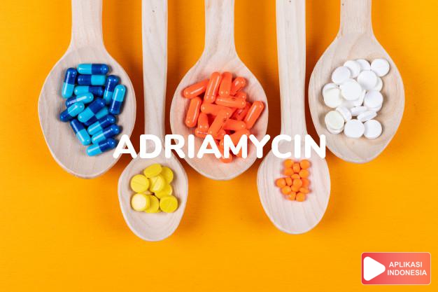 arti Adriamycin adalah merek dagang untuk preparat doksorubisin hidroklorida. dalam kamus farmasi bahasa indonesia online by Aplikasi Indonesia