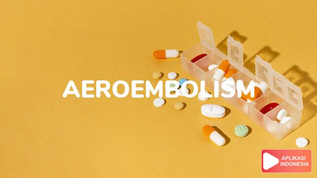arti Aeroembolism adalah Sumbatan pembuluh darah akibat udara atau gas. dalam kamus farmasi bahasa indonesia online by Aplikasi Indonesia
