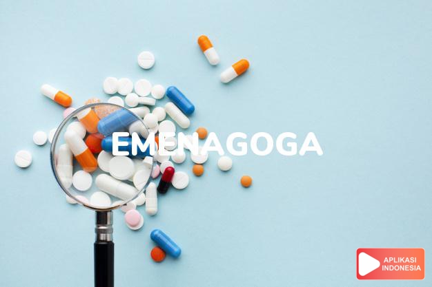 arti Emenagoga adalah Memperbanyak keluarnya haid / peluruh haid dalam kamus farmasi bahasa indonesia online by Aplikasi Indonesia