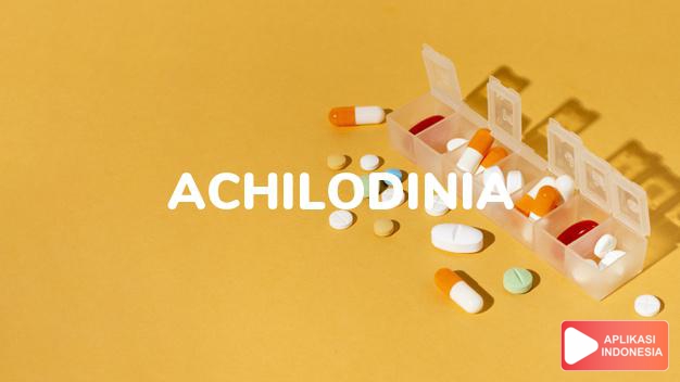 arti achilodinia adalah <p>Achilodinia adalah nyeri karena peradangan tendon Achilles atau bursa yang terkait.</p> dalam kamus kesehatan bahasa indonesia online by Aplikasi Indonesia