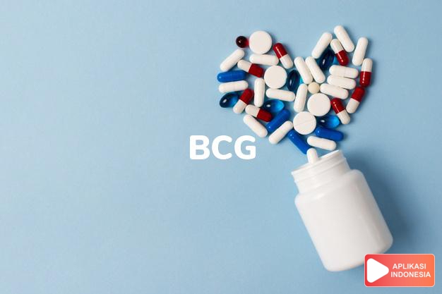 arti bcg adalah Baccile Calmette-Guerin (Vaksin yang paling efektif untuk penyakit Tuberculosis) dalam kamus kesehatan bahasa indonesia online by Aplikasi Indonesia
