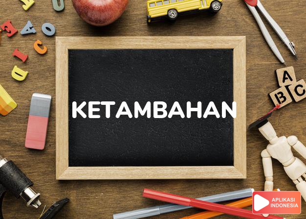 arti ketambahan adalah have s.t. added to it. dalam Terjemahan Kamus Bahasa Inggris Indonesia Indonesia Inggris by Aplikasi Indonesia